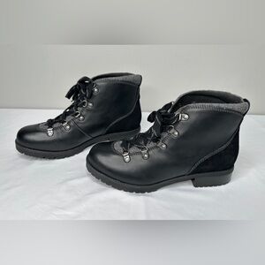 Clarks Women's 11 Wide Faralyn Alpha Ankle Boots Black Leather Suede 26122525